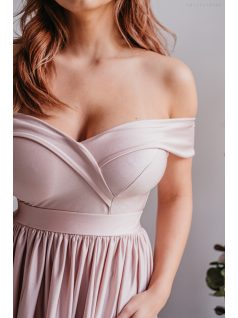   Audrey - maxi šaty s výstrihom v tvare srdca, v púdrovej farbe