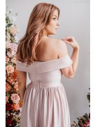 Audrey - maxi šaty s výstrihom v tvare srdca, v púdrovej farbe