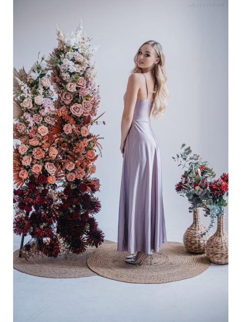 Abigél - maxi šaty vo farbe alchimia s preloženým dekoltom