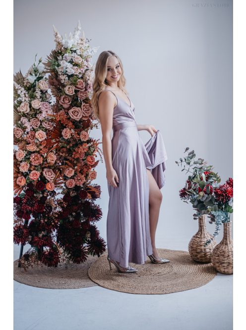 Abigél - maxi šaty vo farbe alchimia s preloženým dekoltom