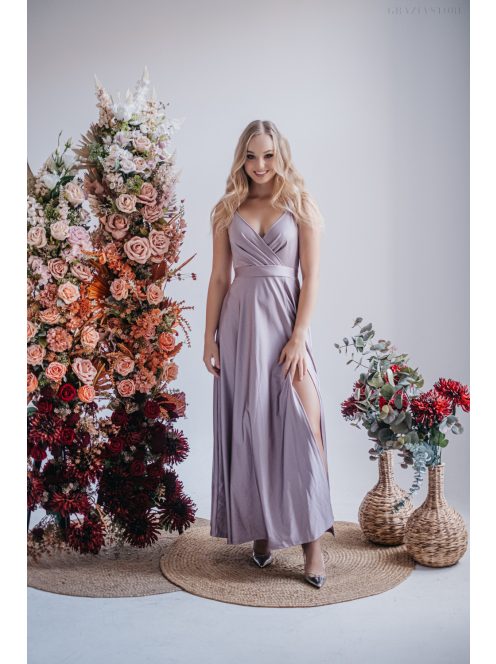 Abigél - maxi šaty vo farbe alchimia s preloženým dekoltom