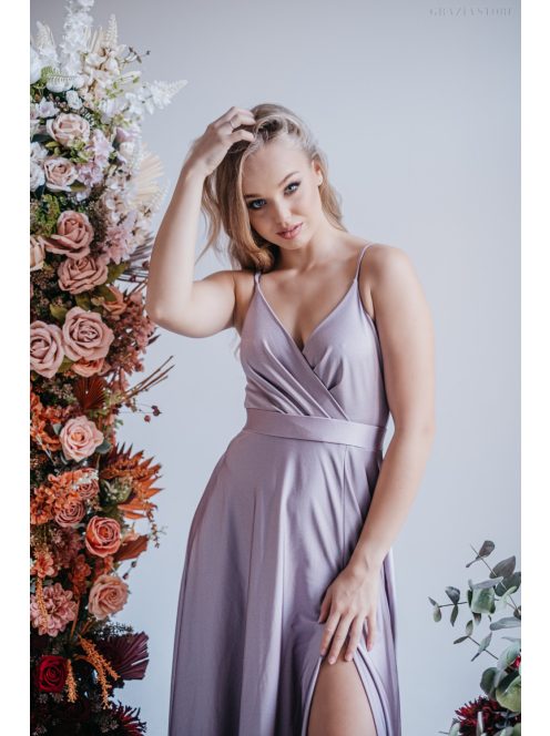 Abigél - maxi šaty vo farbe alchimia s preloženým dekoltom