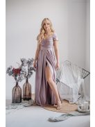 Inez - maxi šaty  s nariaseným topom a romantickými rukávmi, v alchímiovej farbe