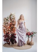 Inez - maxi šaty  s nariaseným topom a romantickými rukávmi, v alchímiovej farbe