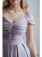 Inez - maxi šaty  s nariaseným topom a romantickými rukávmi, v alchímiovej farbe