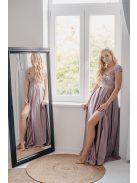 Inez - maxi šaty  s nariaseným topom a romantickými rukávmi, v alchímiovej farbe