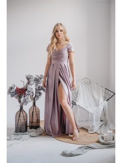   Inez - maxi šaty  s nariaseným topom a romantickými rukávmi, v alchímiovej farbe