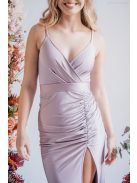 Abigél – maxi šaty s preloženým dekoltom, vpredu nariasená úzka sukňa, vo farbe alchimia