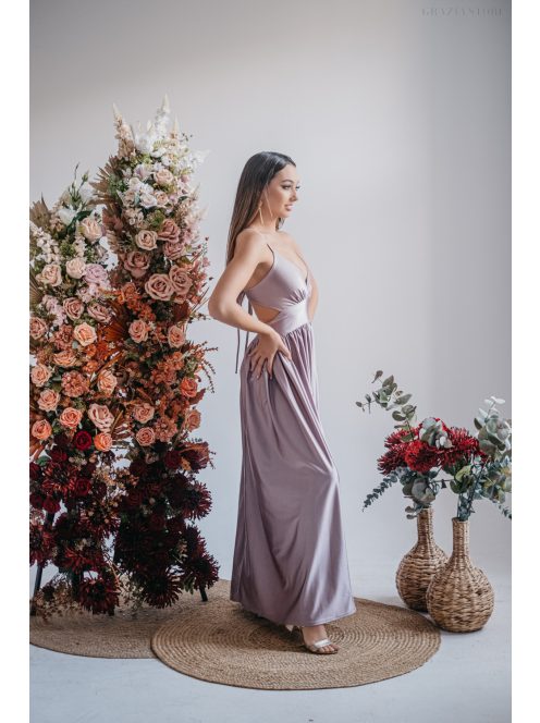 Emma - maxi šaty s výstrihom do V, so špeciálnym chrbtom, vo farbe alchimia