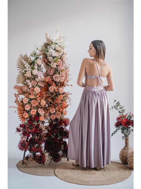 Emma - maxi šaty s výstrihom do V, so špeciálnym chrbtom, vo farbe alchimia