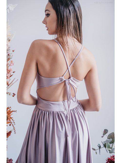 Emma - maxi šaty s výstrihom do V, so špeciálnym chrbtom, vo farbe alchimia