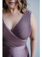 Polli - maxi šaty  s preloženým, vrúbkovaným dekoltom, v supernatural farbe