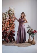 Polli - maxi šaty  s preloženým, vrúbkovaným dekoltom, v supernatural farbe