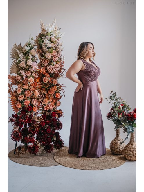 Polli - maxi šaty  s preloženým, vrúbkovaným dekoltom, v supernatural farbe