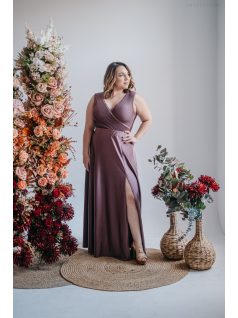   Polli - maxi šaty  s preloženým, vrúbkovaným dekoltom, v supernatural farbe