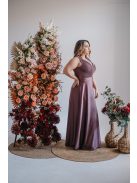 Polli - maxi šaty  s preloženým, vrúbkovaným dekoltom, v supernatural farbe