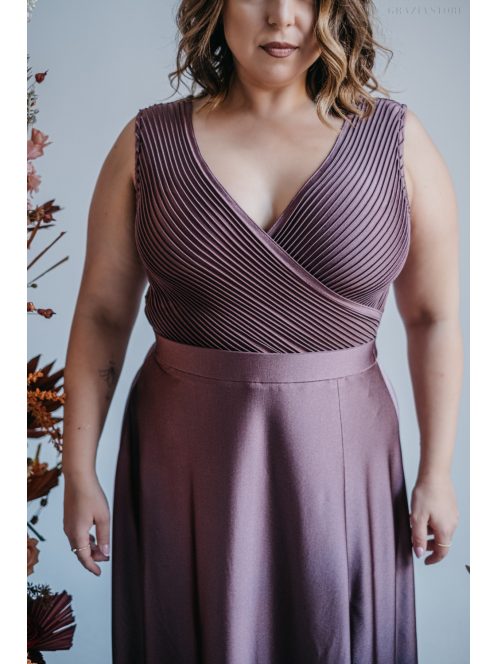 Polli - maxi šaty  s preloženým, vrúbkovaným dekoltom, v supernatural farbe