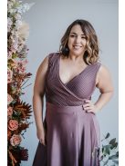 Polli - maxi šaty  s preloženým, vrúbkovaným dekoltom, v supernatural farbe