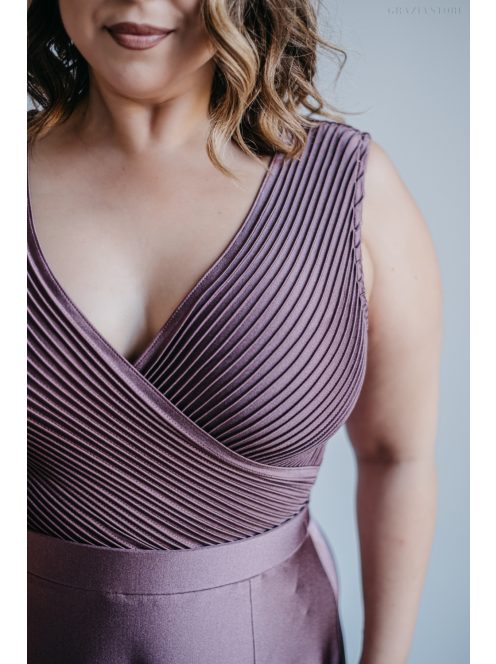 Polli - maxi šaty  s preloženým, vrúbkovaným dekoltom, v supernatural farbe