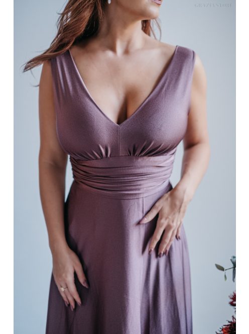 Heather - Maxi šaty s výstrihom do V, v supernatural farbe