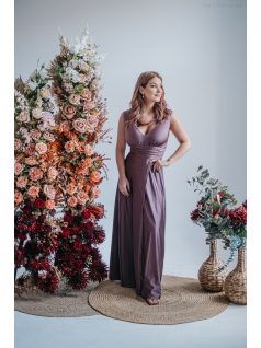 Heather - Maxi šaty s výstrihom do V, v supernatural farbe