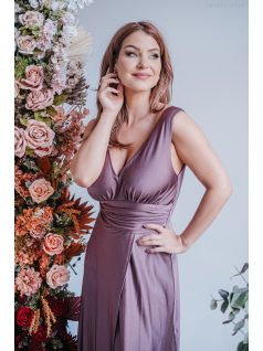 Heather - Maxi šaty s výstrihom do V, v supernatural farbe