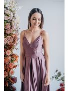 Zenina - maxi šaty s výstrihom do V a špagetovými ramienkami, vo farbe supernatural