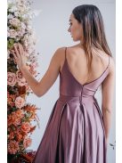 Zenina - maxi šaty s výstrihom do V a špagetovými ramienkami, vo farbe supernatural