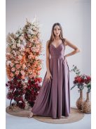 Zenina - maxi šaty s výstrihom do V a špagetovými ramienkami, vo farbe supernatural