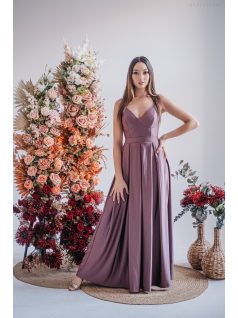   Zenina - maxi šaty s výstrihom do V a špagetovými ramienkami, vo farbe supernatural