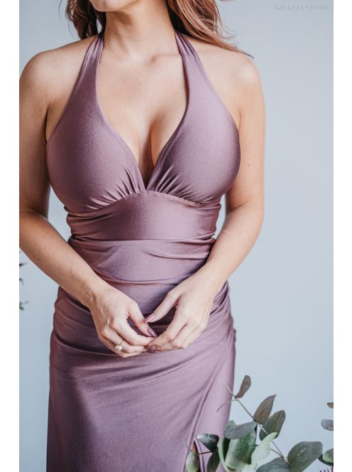 Szabina -priliehavé  maxi šaty s výstrihom do V,  v supernatural farbe