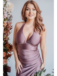   Szabina - priliehavé  maxi šaty s výstrihom do V,  v supernatural farbe