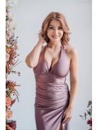 Szabina - priliehavé  maxi šaty s výstrihom do V,  v supernatural farbe