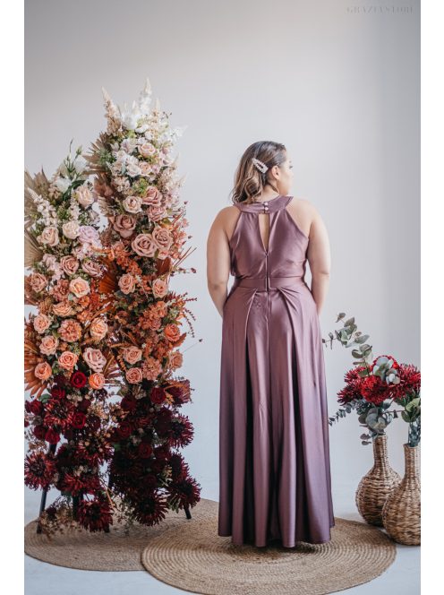 Barbi - maxi šaty,  s predným a zadným výstrihom v tvare kvapky, vo farbe supernatural