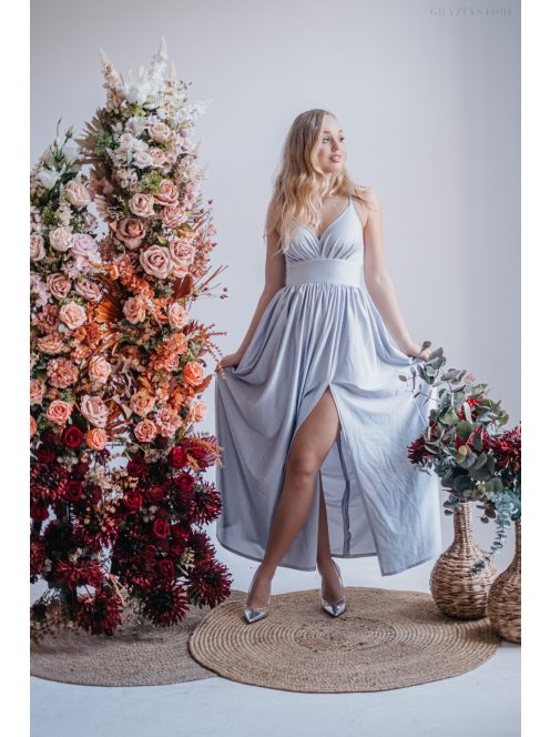 Hanna -  maxi šaty s výstrihom do V, vo filigránovej farbe