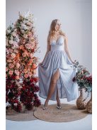 Hanna -  maxi šaty s výstrihom do V, vo filigránovej farbe