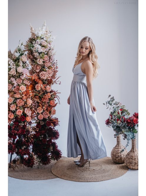 Hanna -  maxi šaty s výstrihom do V, vo filigránovej farbe