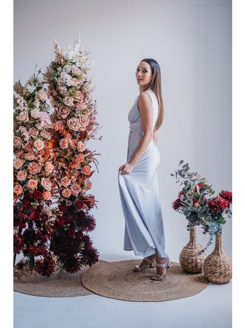 Heather - maxi šaty s výstrihom do V, vo filigránovej farbe