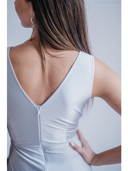 Heather - maxi šaty s výstrihom do V, vo filigránovej farbe