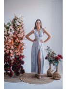 Heather - maxi šaty s výstrihom do V, vo filigránovej farbe