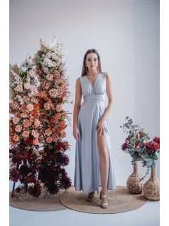   Heather - maxi šaty s výstrihom do V, vo filigránovej farbe