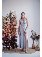 Heather - maxi šaty s výstrihom do V, vo filigránovej farbe