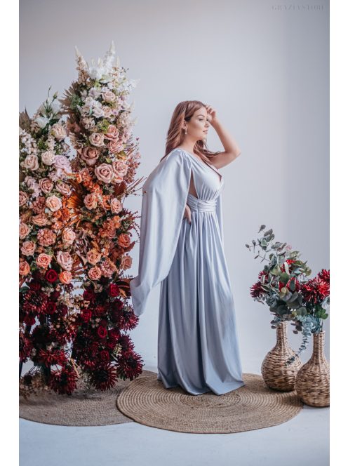 Scarlett - špeciálne maxi šaty s prekríženou látkou na chrbte,  vo filigránovej farbe