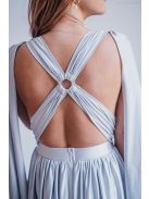 Scarlett - špeciálne maxi šaty s prekríženou látkou na chrbte,  vo filigránovej farbe