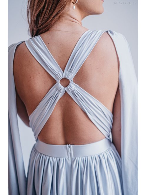 Scarlett - špeciálne maxi šaty s prekríženou látkou na chrbte,  vo filigránovej farbe