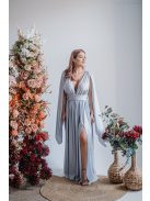 Scarlett - špeciálne maxi šaty s prekríženou látkou na chrbte,  vo filigránovej farbe