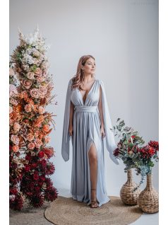   Scarlett - špeciálne maxi šaty s prekríženou látkou na chrbte,  vo filigránovej farbe