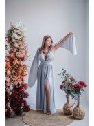 Scarlett - špeciálne maxi šaty s prekríženou látkou na chrbte,  vo filigránovej farbe