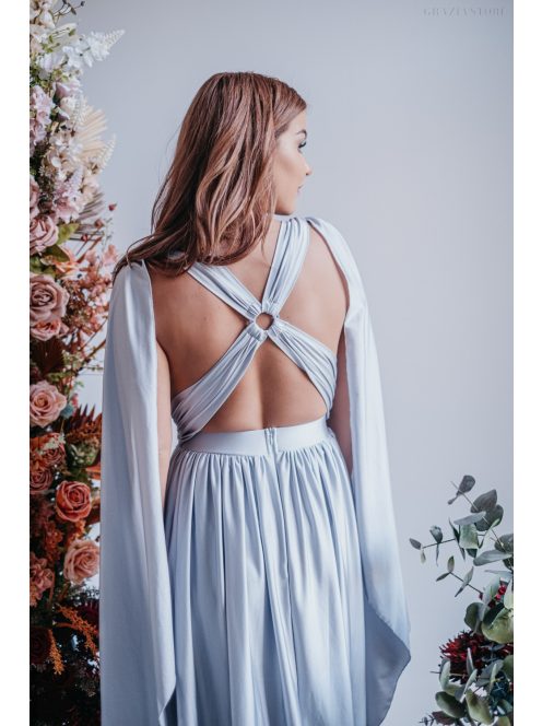 Scarlett - špeciálne maxi šaty s prekríženou látkou na chrbte,  vo filigránovej farbe