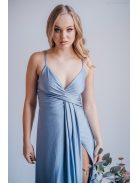 Elenor -  maxi šaty s výstrihom do V a tenkými ramienkami, vo farbe riva